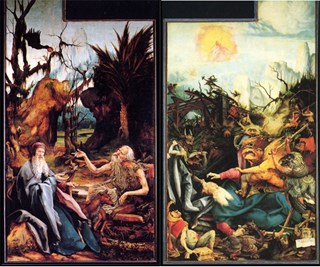  Tweeluik van Sint Antonius Abt, Matthia Grünewald,  Würzburg, 1528.