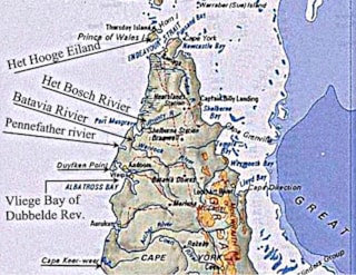 Cape York.De plaatsen  die Willem Jansz v.d. Duyfken naam heeft gegeven
