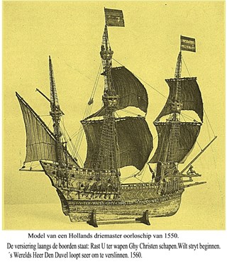 Model van een Hollands oorlogschip van 1550. 