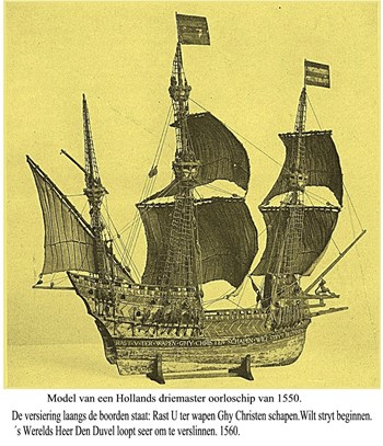 Model van een Hollands oorlogschip van 1550. 