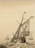 Wijdschip, part van penschilderij Willem van de Velde d.O.