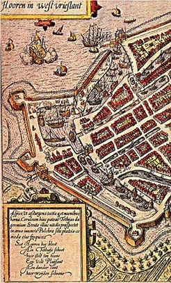 Hoorn-Oost deelkaart van Utewael 1586
