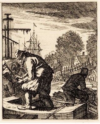 Scheepstimmerman. Prent van Jan Luyken, Rijksmuseum.