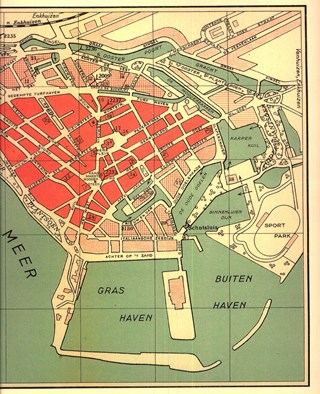 Kaart van 1934 het oost deel van Hoorn 