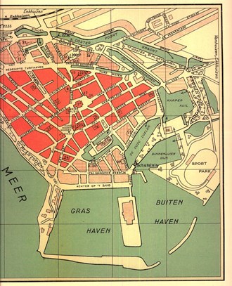 Kaart van 1934 het oost deel van Hoorn 