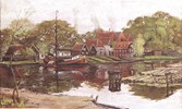 Karperkuil gezien vanaf de oostkant naar de scheepswerf van Kaat. Pastel van  Dirk Ooijevaar sr,