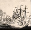 Fluitschip op de werf van Pieter Jansz Vaalhen. Glas in loodraam, Westfries Museum.