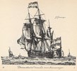 Driemasterhoeker. Uit serie G.Groenewegen 1789