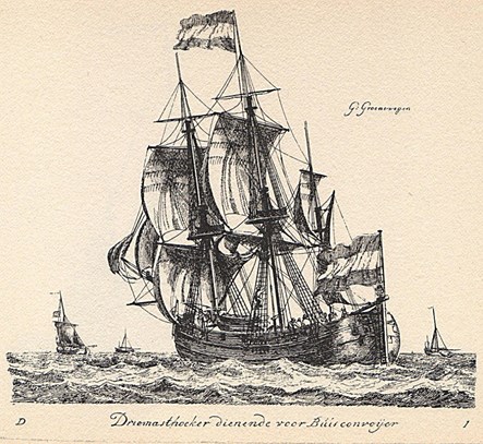 Driemasterhoeker. Uit serie G.Groenewegen 1789