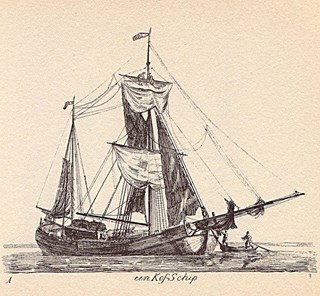 Kofschip. Uit serie G.Groenewegen van 1789