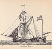 Smakschip met gaffelzeil en druil (achtermast), uit de serie G.Groenewegen 1789 