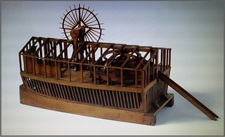 4.	Model van een rosmoddermolen aangedreven met paarden. Nat. Baggermuseum Sliedrecht.