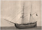 Kofschip Zwaan met schoenerbrikstuig. 1857. Modelmaker F. Damman. NHSM, Amsterdam,1943.