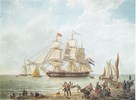 De bark Flevo is gebouwd in 1835-36 in Nederland. Aquarel van Hendrik Vettewinkel(1809-1878).Geheugv