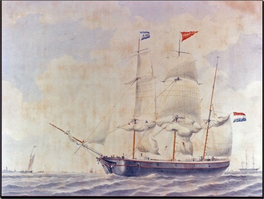 Bark Sir Robert Peel.Scheepswerven Van Goor in Zwolle anno 1856. foto Jan Willem van Goor. 