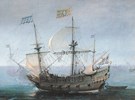 Pinas, galjoen. Deel van schilderij   Cornelis. Claesz. van Wieringen