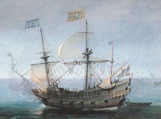 Pinas, galjoen. Deel van schilderij   Cornelis. Claesz. van Wieringen