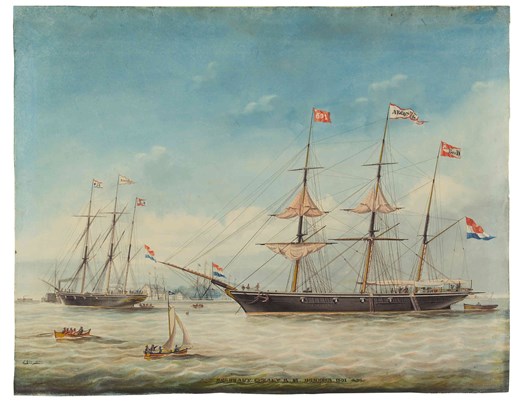 Het barkschip Argonaut, 1861, aquarel, Spin Jacob, hetscheepvaartmuseum.