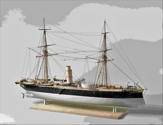 Model van een schroef-ramtorenschip, R. Napier & Sons, 1868. Rijksmuseum.