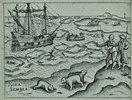 Schip van Barentsz bji de Oranje-eilanden, 1596.Rijksmuseum.