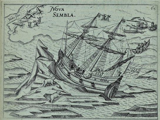 Het schip vastgelopen in het ijs